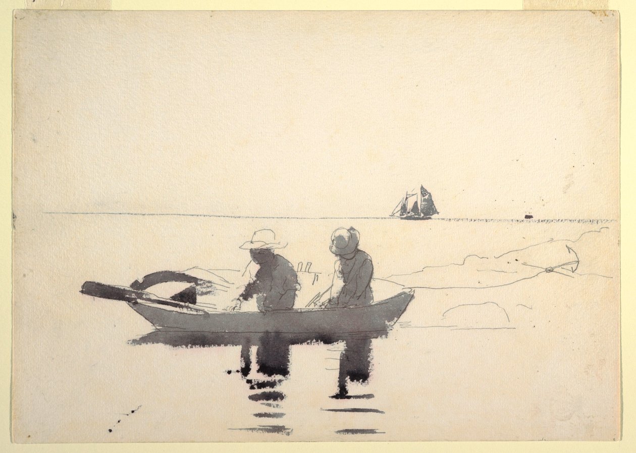 Teckning, Två figurer i en roddbåt, 1880 av Winslow Homer