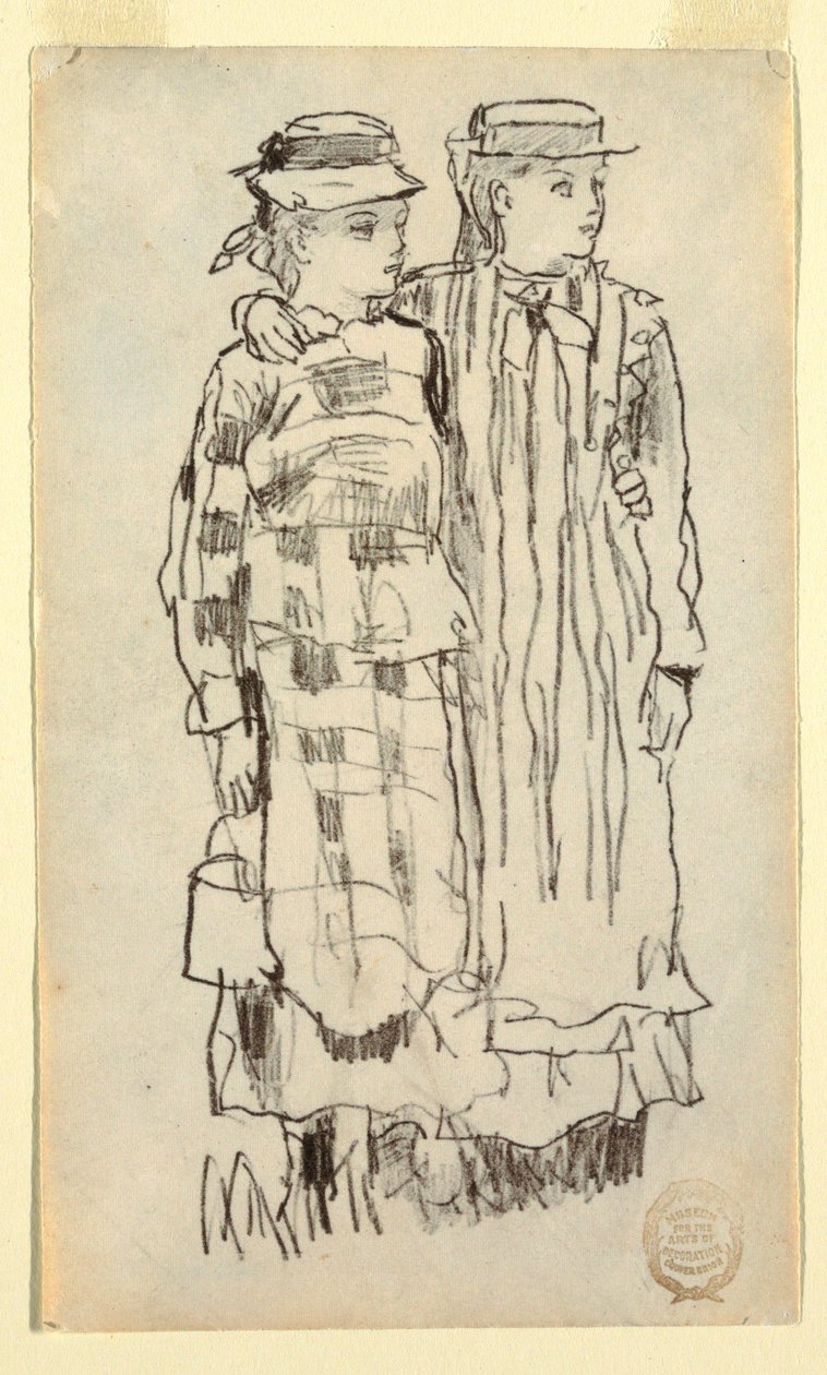 Teckning, Två flickor, 1879 av Winslow Homer