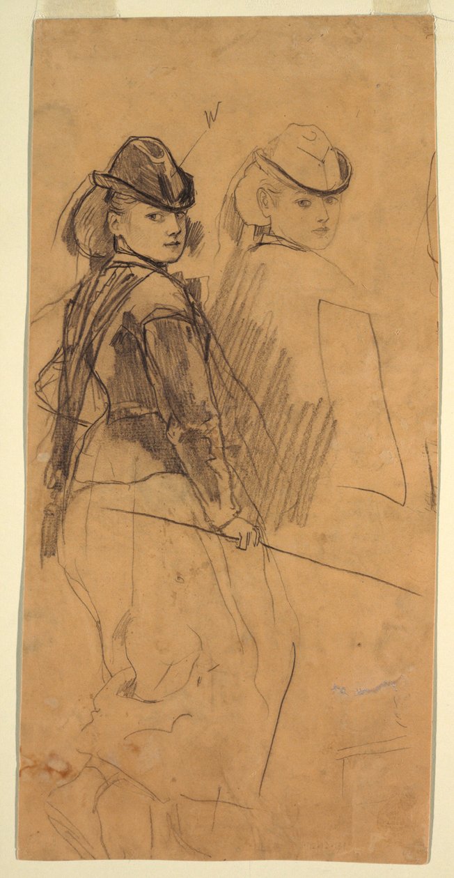 Teckning, Två studier av en ung flicka som tittar över axeln, ca 1862 av Winslow Homer