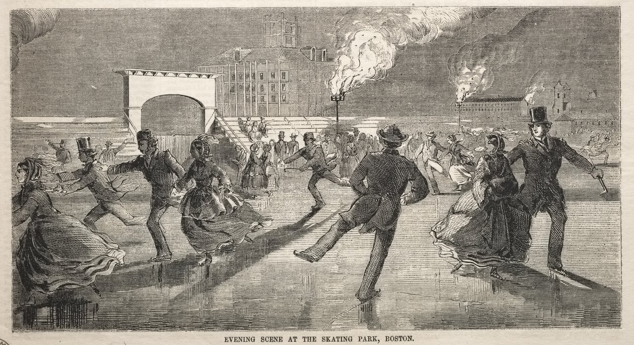 Kvällsstämning vid skridskoparken i Boston av Winslow Homer