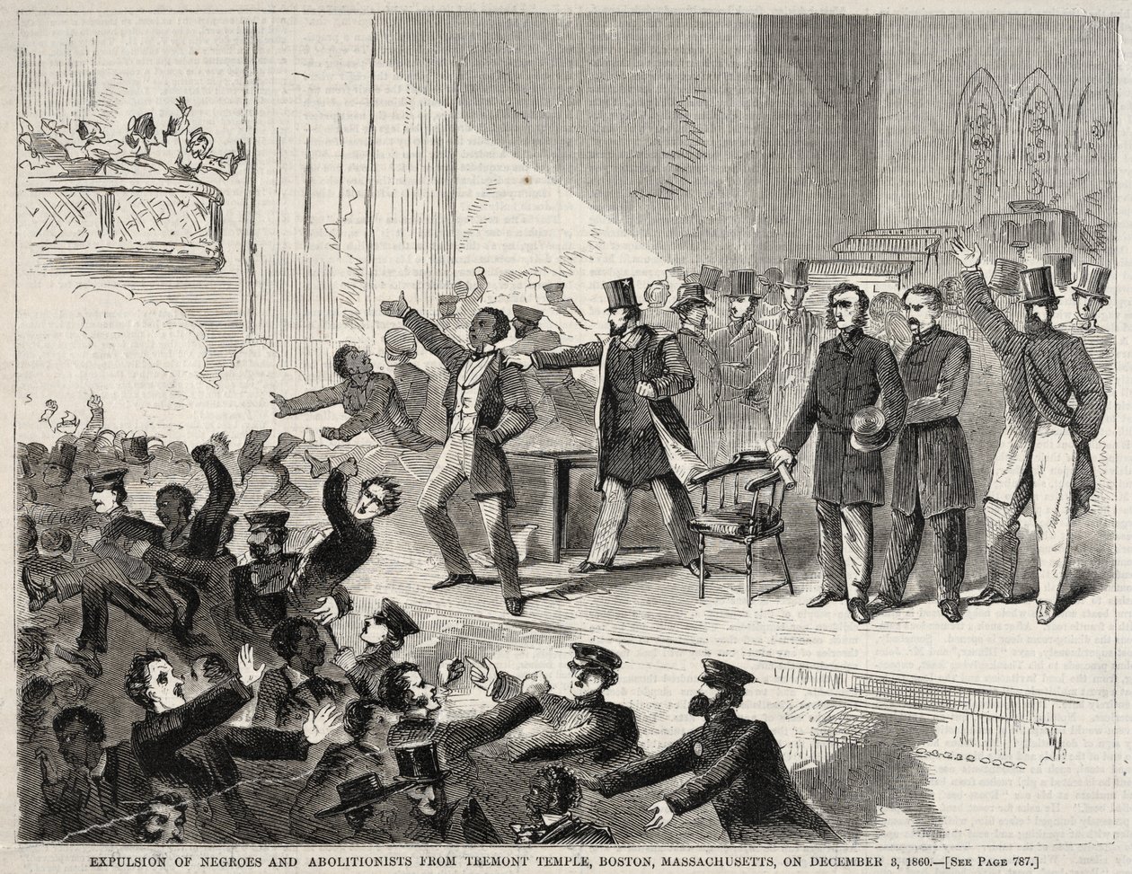 Utvisning av negrer och abolitionister från Tremont Temple i Boston, Massachusetts, den 3 december 1860 av Winslow Homer