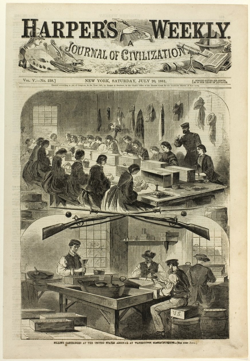 Fyllning av patroner vid United States Arsenal i Watertown, Massachusetts av Winslow Homer