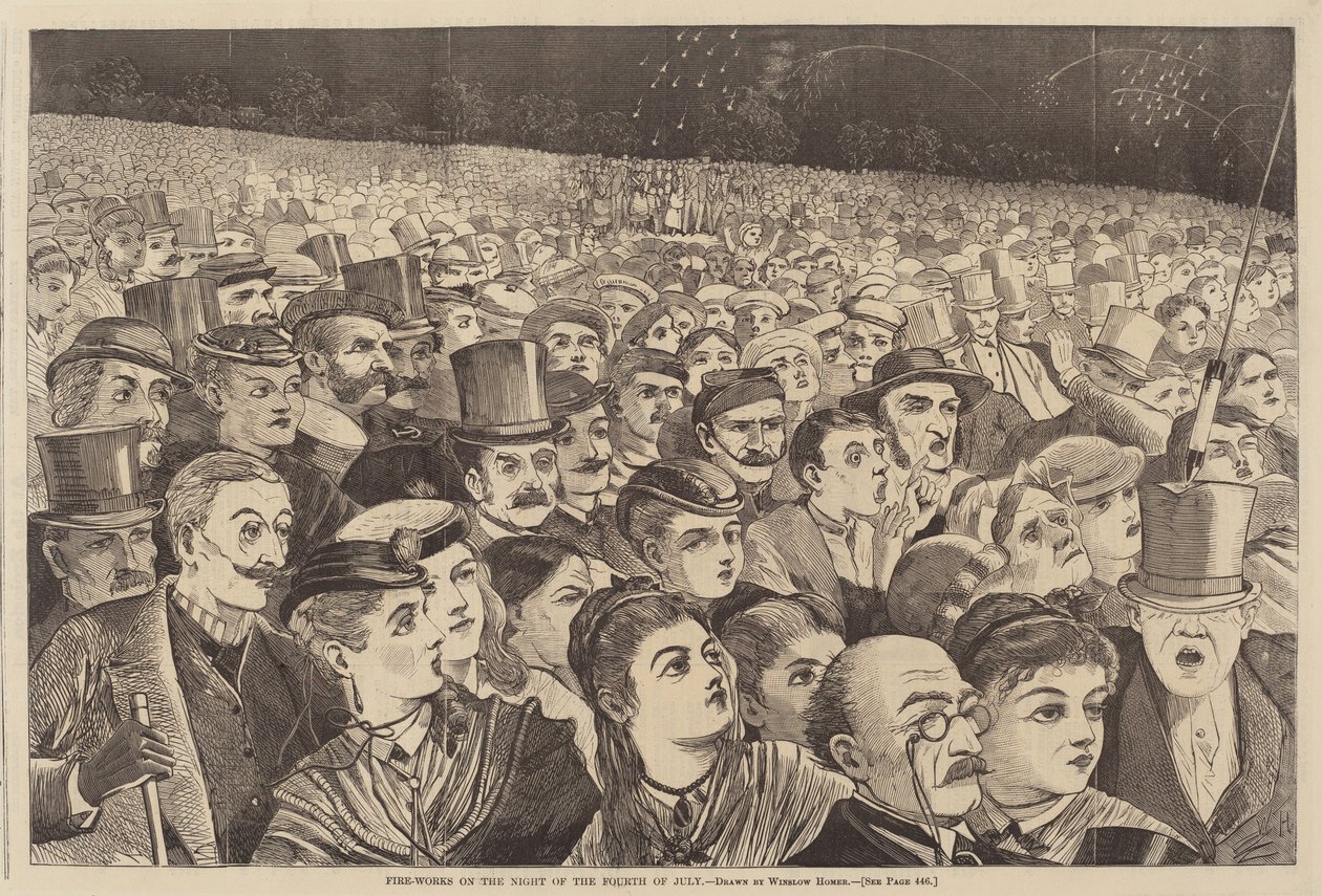 Fire Works on the Night of the Fourth of July, publicerad 1868. av Winslow Homer