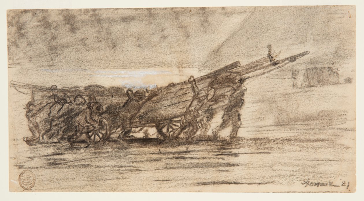 Fiskare som strandar en båt, Cullercoats, England av Winslow Homer