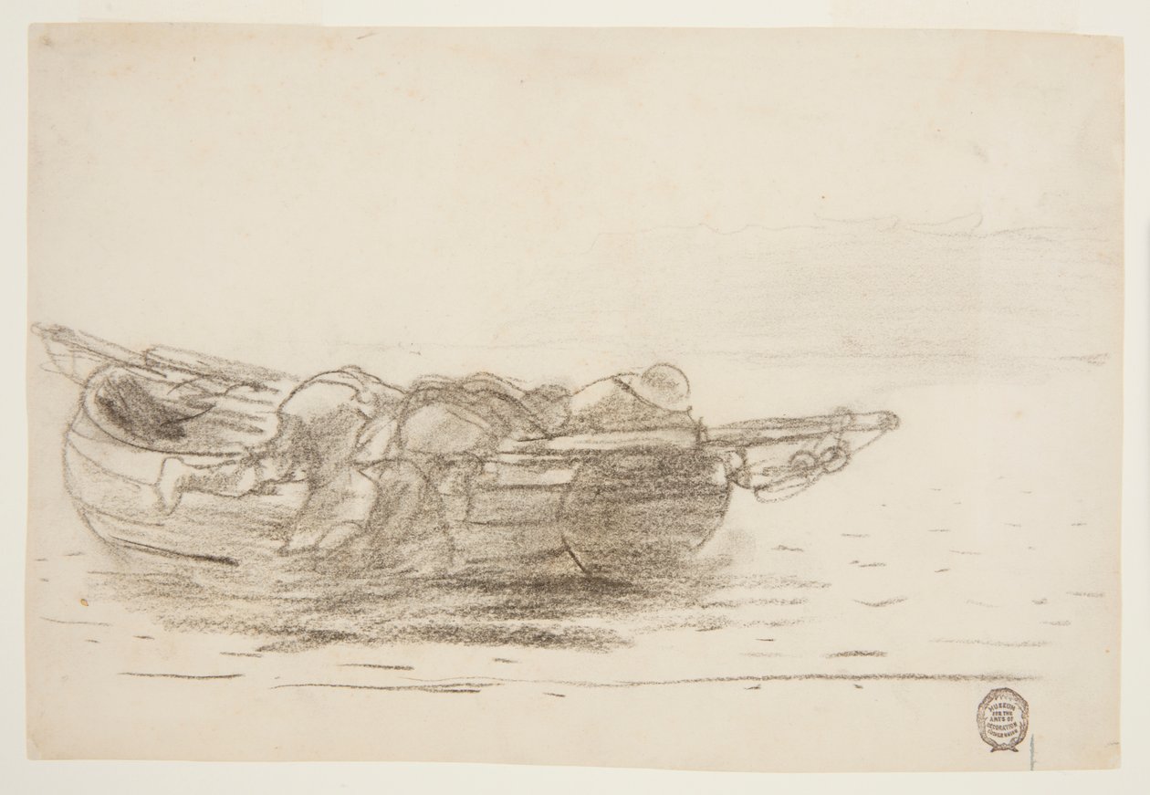 Fiskare som klättrar över Gunwales, Cullercoats, England av Winslow Homer