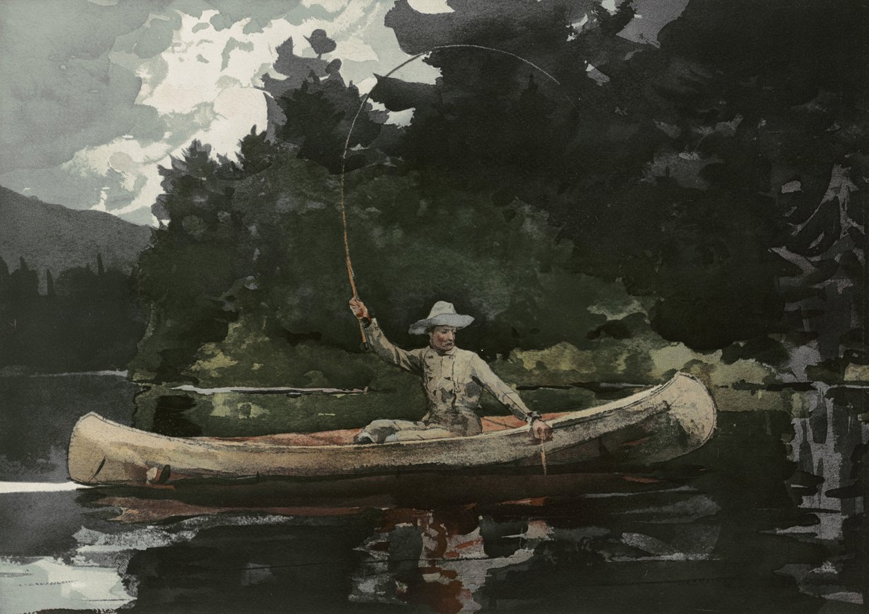 Fishing in the North Woods, utgiven av L. Prang & Co., 1896 av Winslow Homer