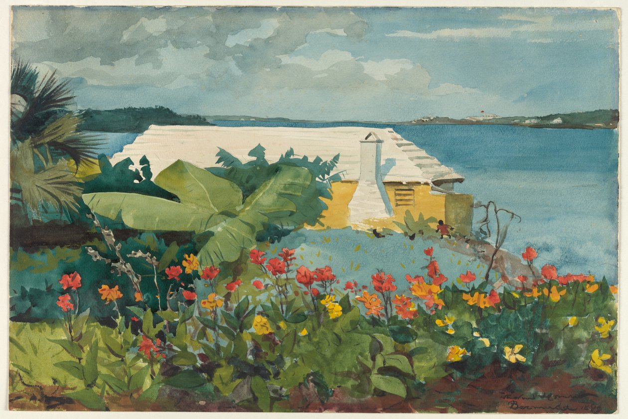 Flower Garden och Bungalow, Bermuda av Winslow Homer