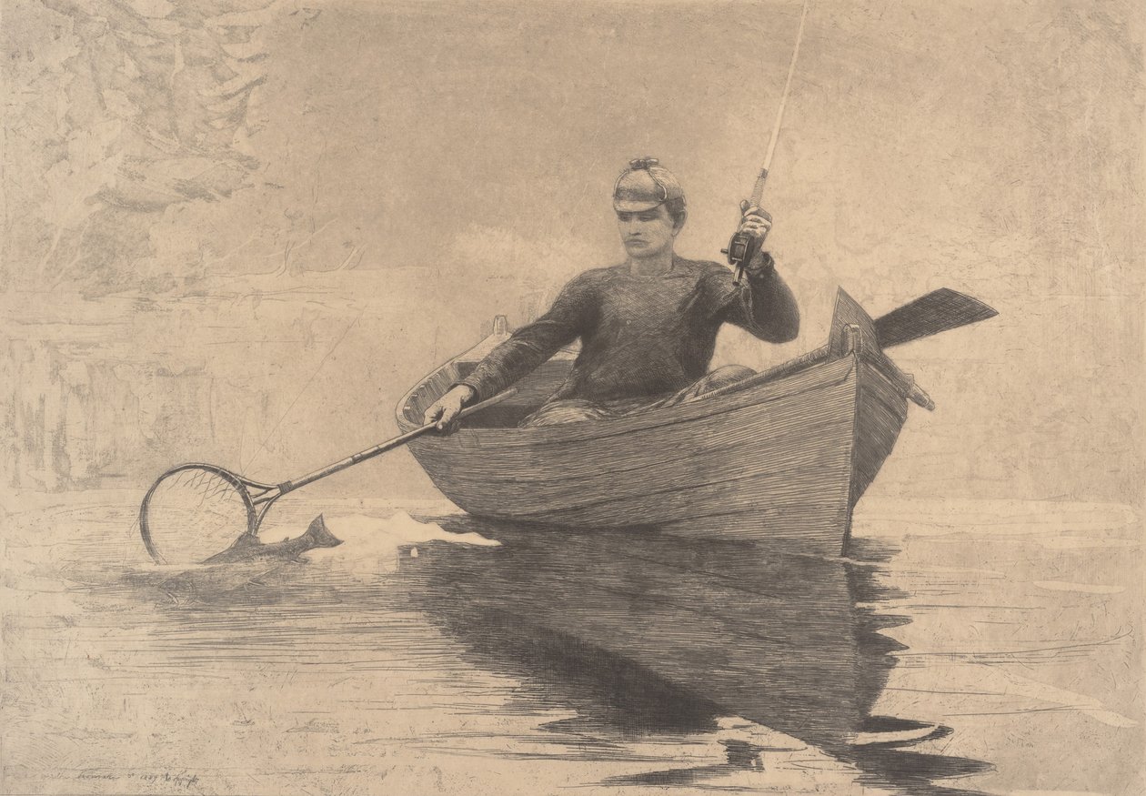 Flugfiske, Saranac Lake, 1889. av Winslow Homer
