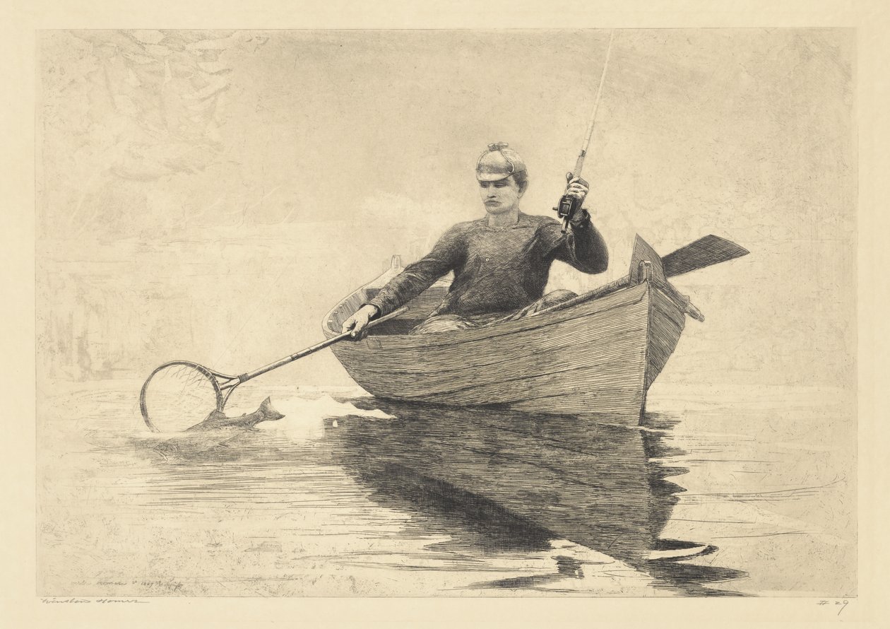 Flugfiske, Saranac Lake, 1889 av Winslow Homer