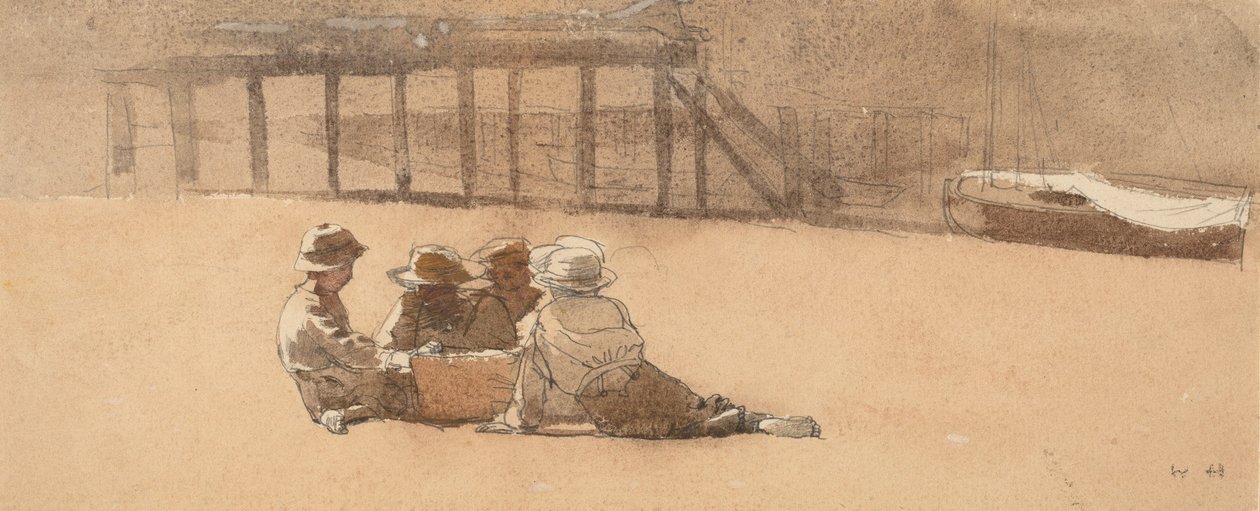 Fyra pojkar på en strand, 1873. av Winslow Homer