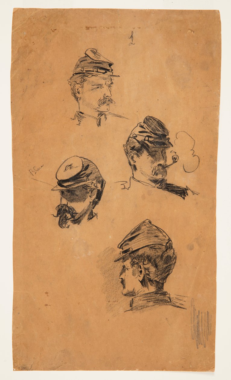 Fyra studier av soldathuvuden av Winslow Homer