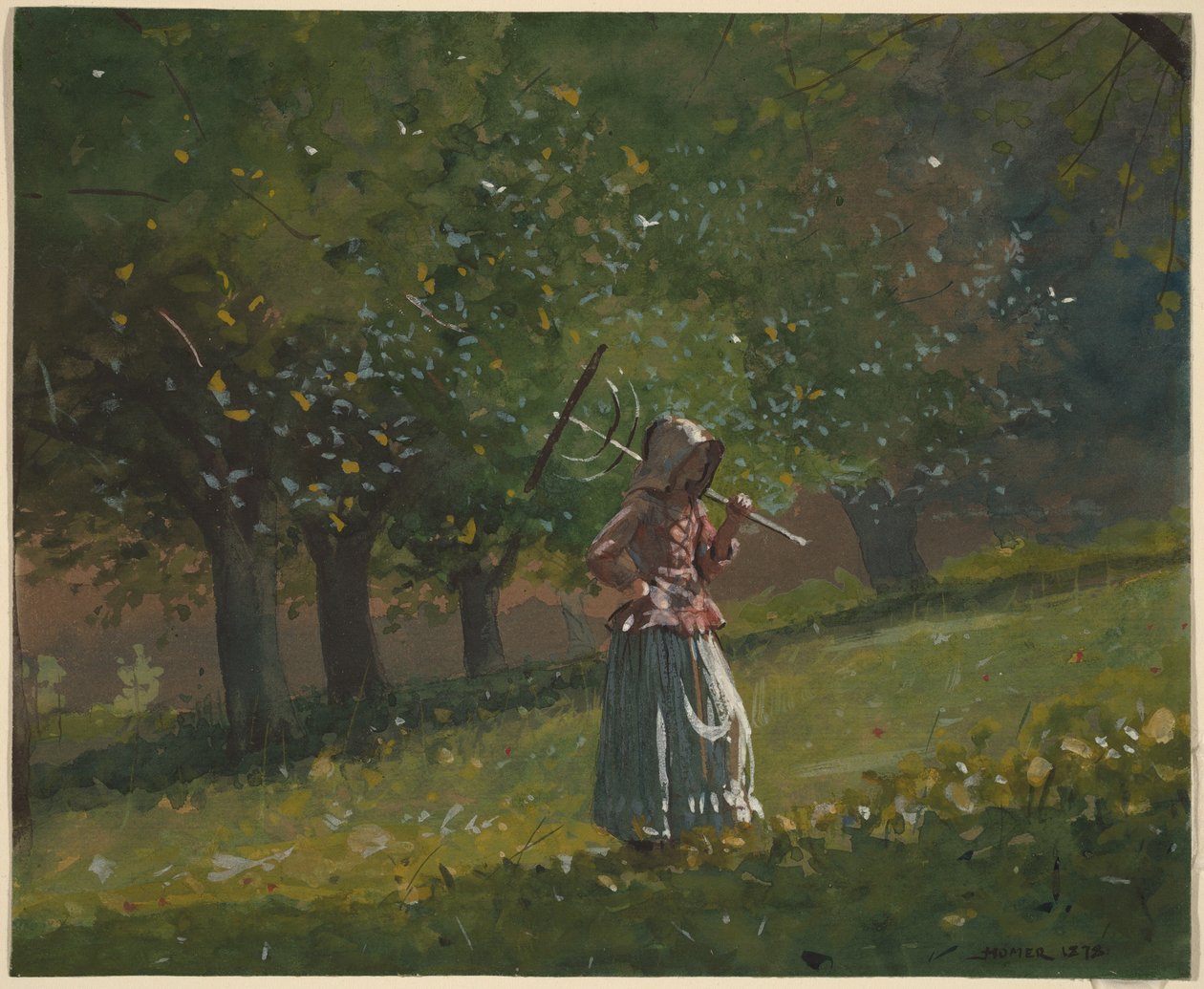 Flicka med hökratta av Winslow Homer