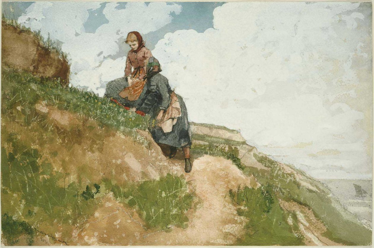Flickor på en klippa av Winslow Homer