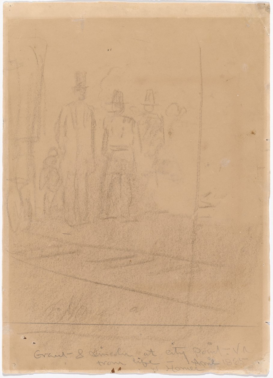 Grant och Lincoln i City Point, Virginia [recto], 1865. av Winslow Homer