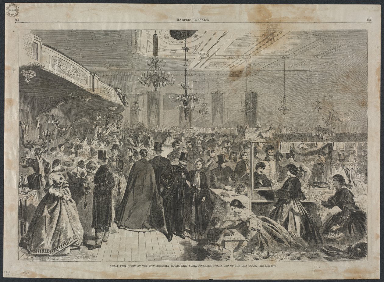 Stor mässa ges i City Assembly Rooms, New York, december 1861..., 1861. av Winslow Homer