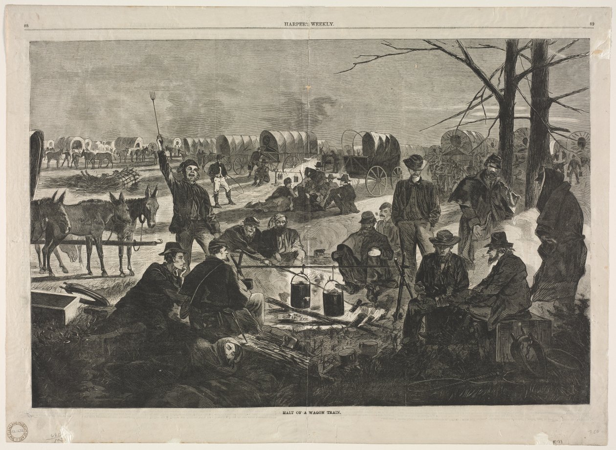 Stopp av vagntåget, 1864. av Winslow Homer