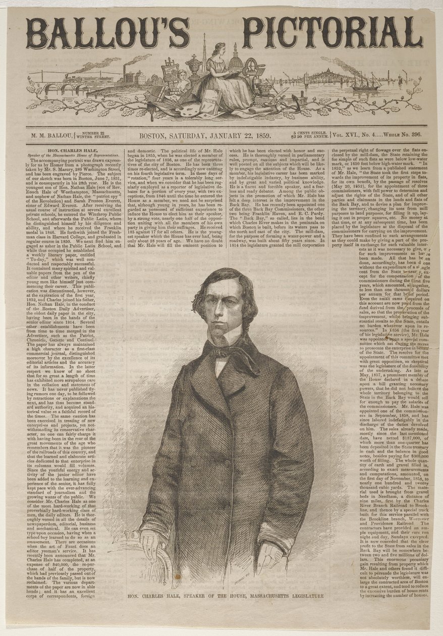 Ärade Charles Hale, talman i representanthuset, Massachusetts lagstiftande församling av Winslow Homer