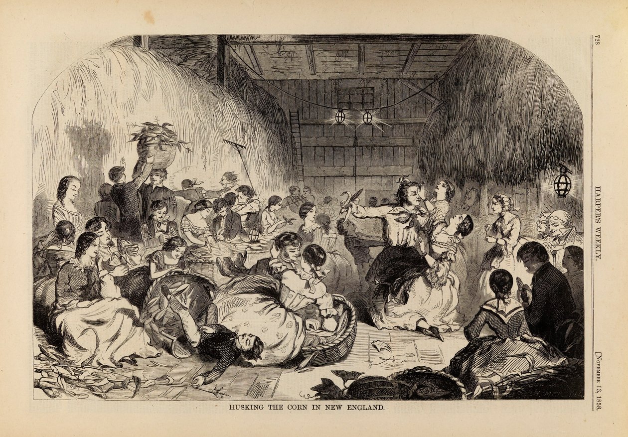Husking the Corn in New England, från Harper