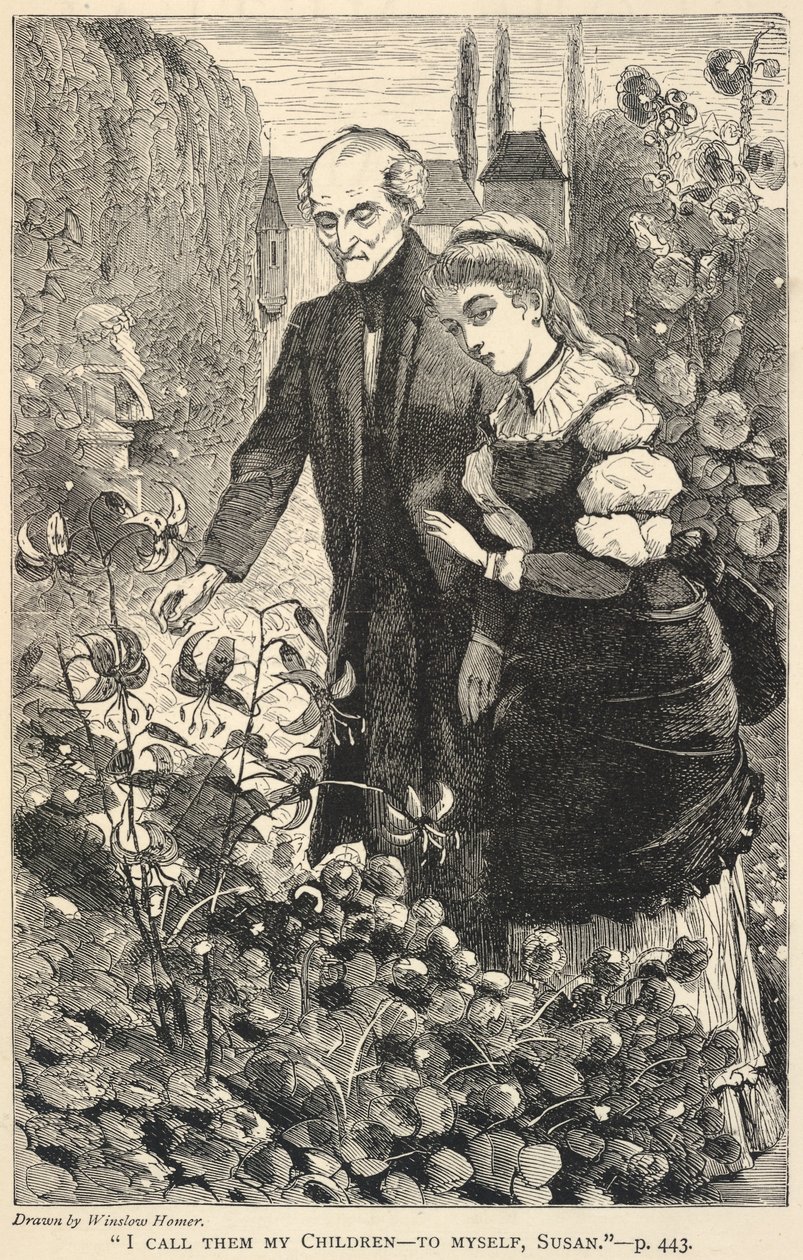"Jag kallar dem mina barn - för mig själv, Susan.", från The Galaxy, oktober 1869 av Winslow Homer
