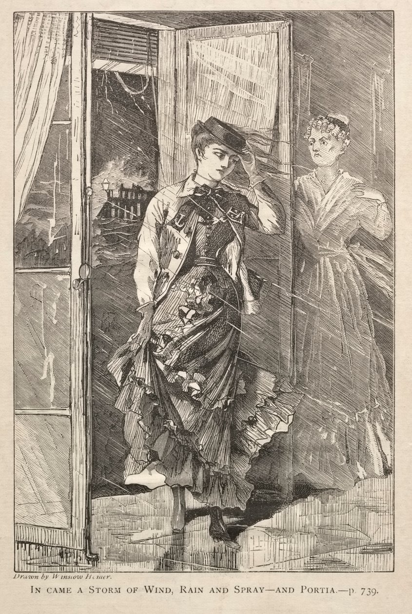 I kom en storm av vind, regn och stänk - och Portia, 1869. av Winslow Homer