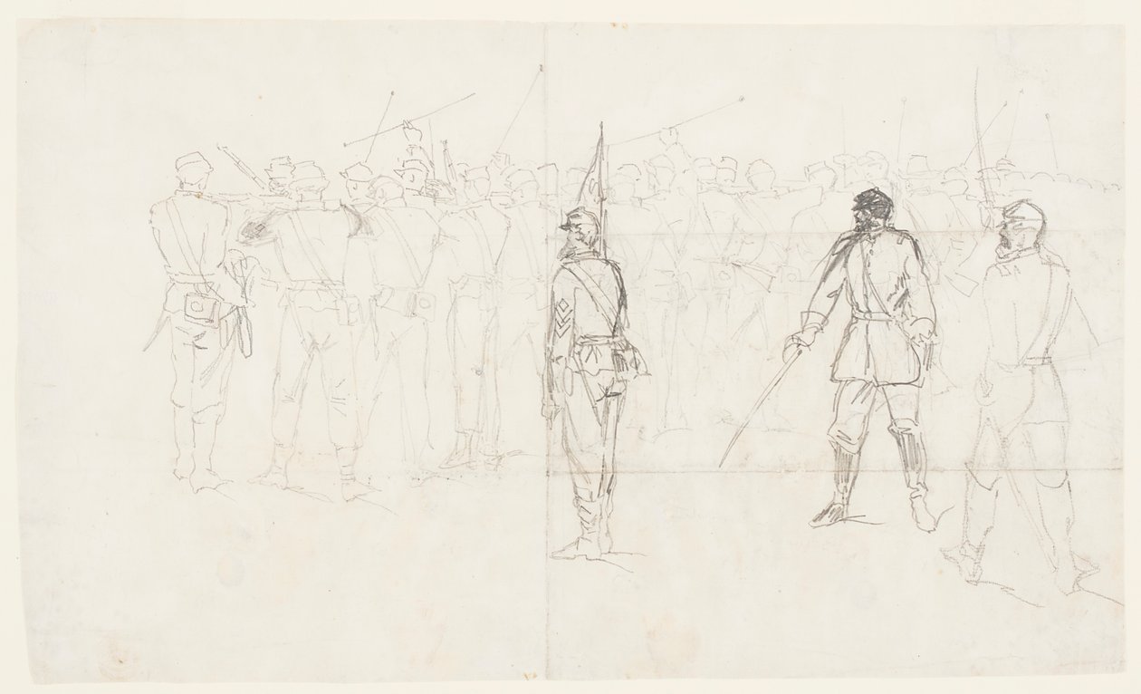 Infanterigevärsövning, Sickles Regiment, Lees Mills, Virginia av Winslow Homer
