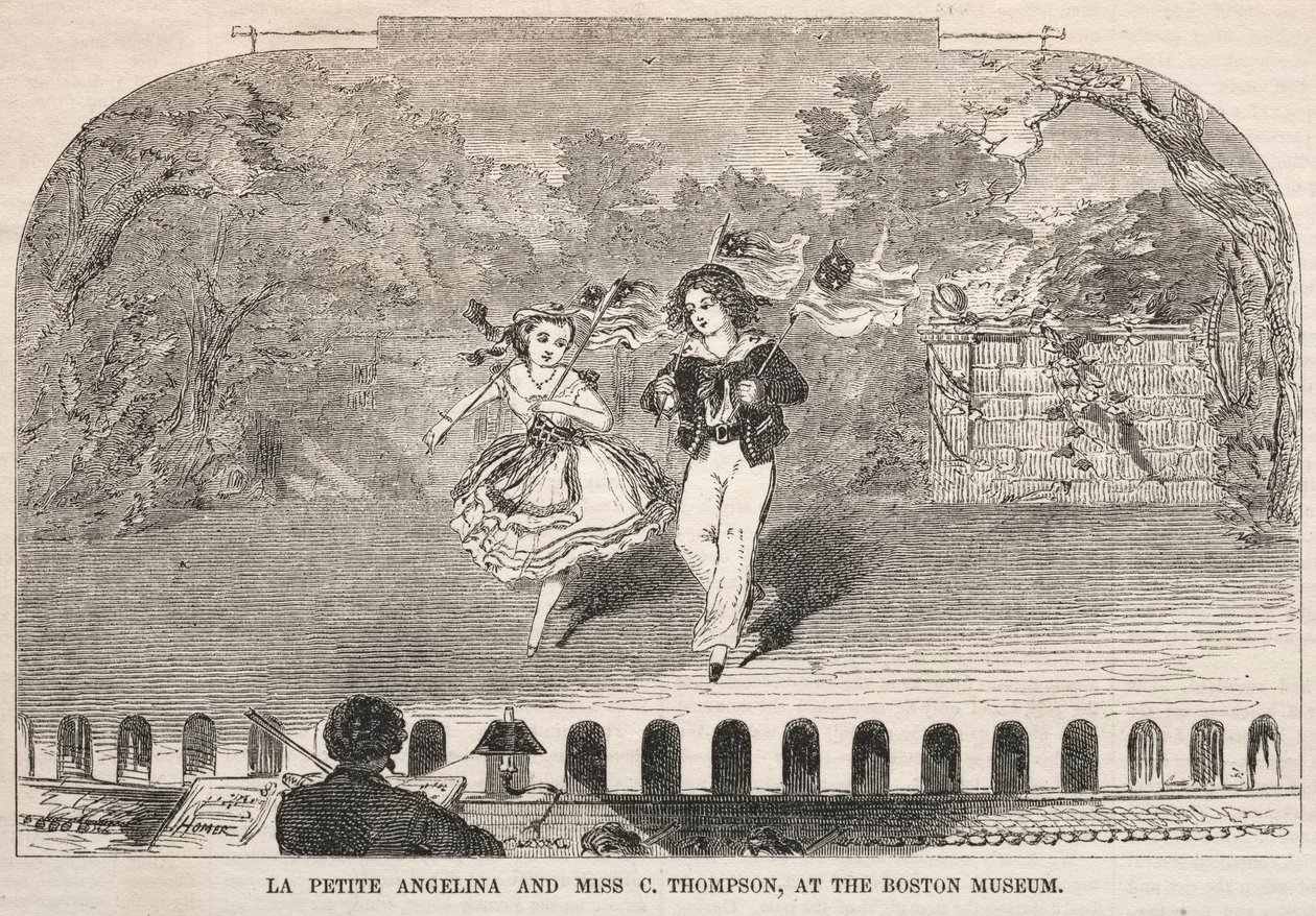 La Petite Angelina och Miss C. Thompson, på Boston Museum, 1859. av Winslow Homer