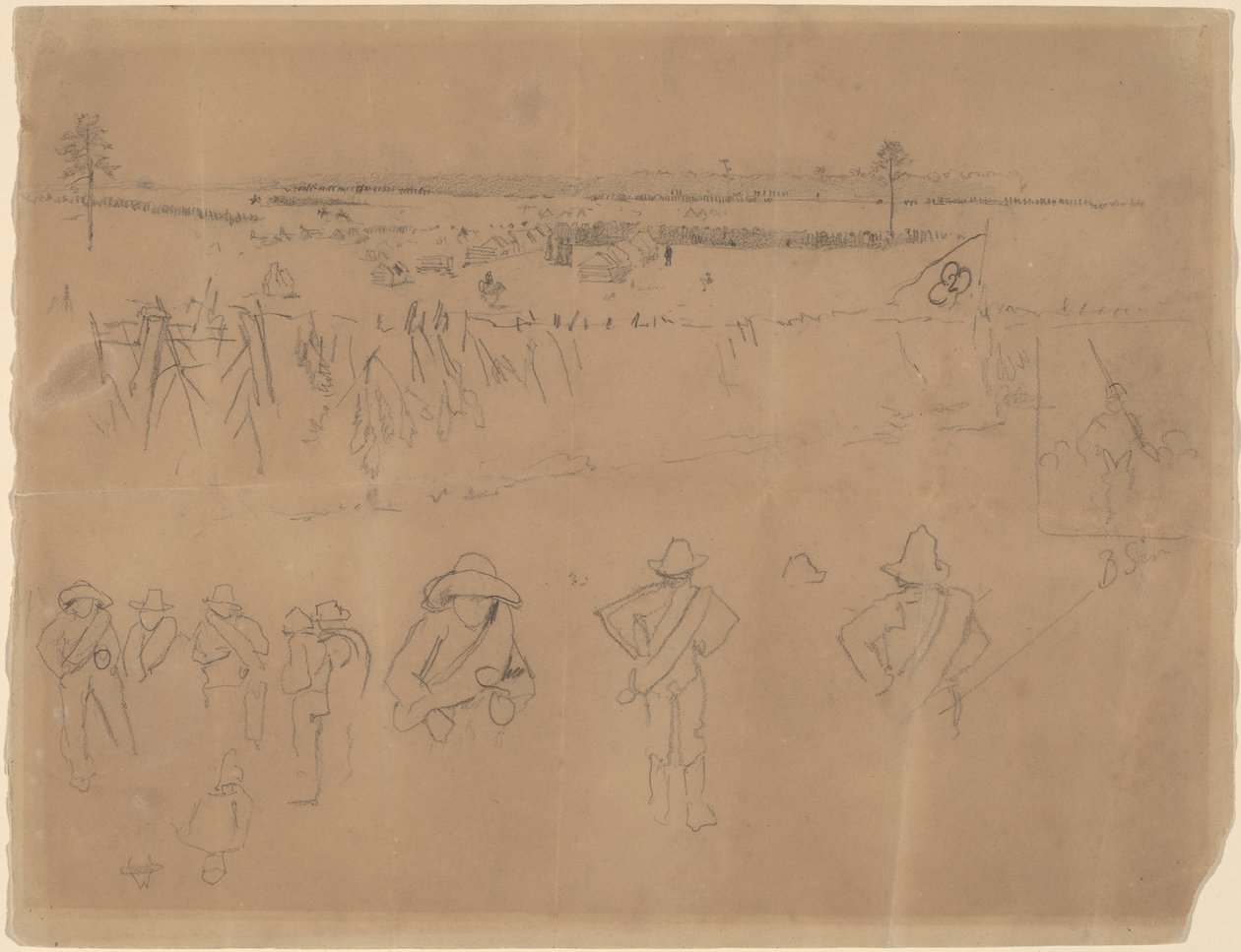 Uppställningar och trenches [recto] av Winslow Homer