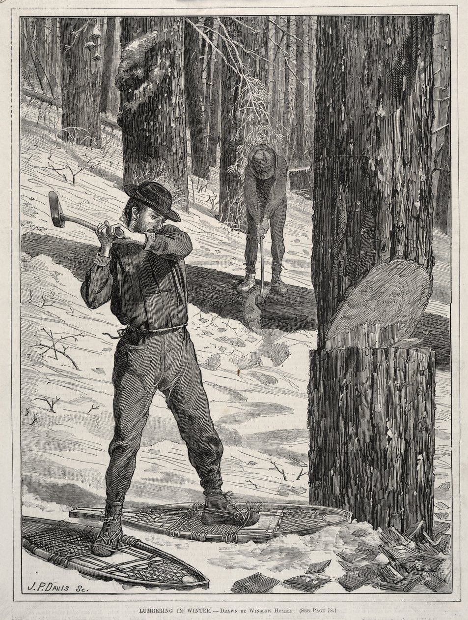Lumbering in Winter, 1871. av Winslow Homer