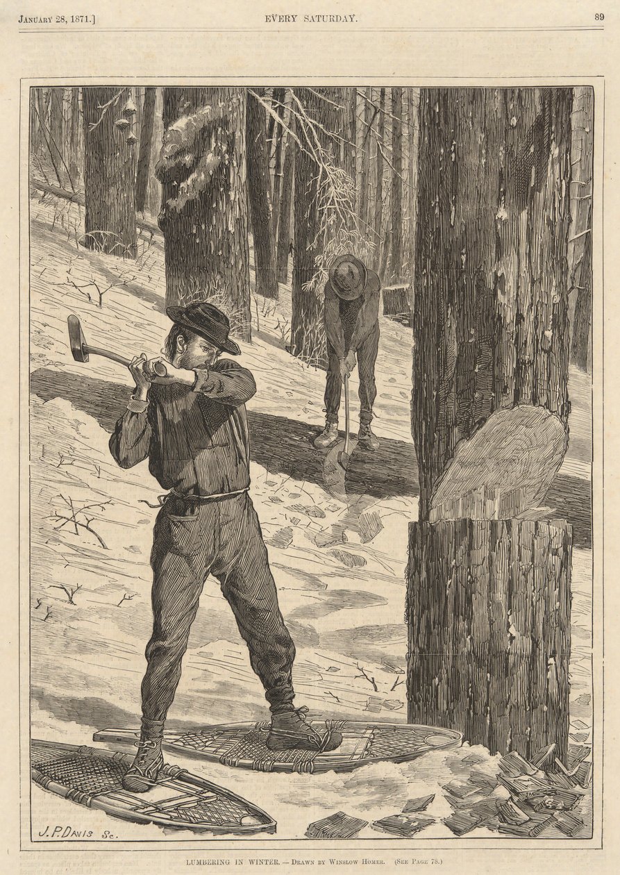 Lumbering in Winter, från varje lördag den 28 januari 1871 av Winslow Homer