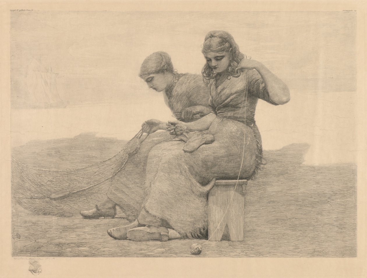 Att reparera nät av Winslow Homer
