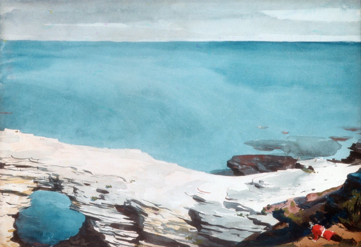 Natural Bridge, Bermuda, ca 1901 (wc och grafit på vitt vävt papper) av Winslow Homer