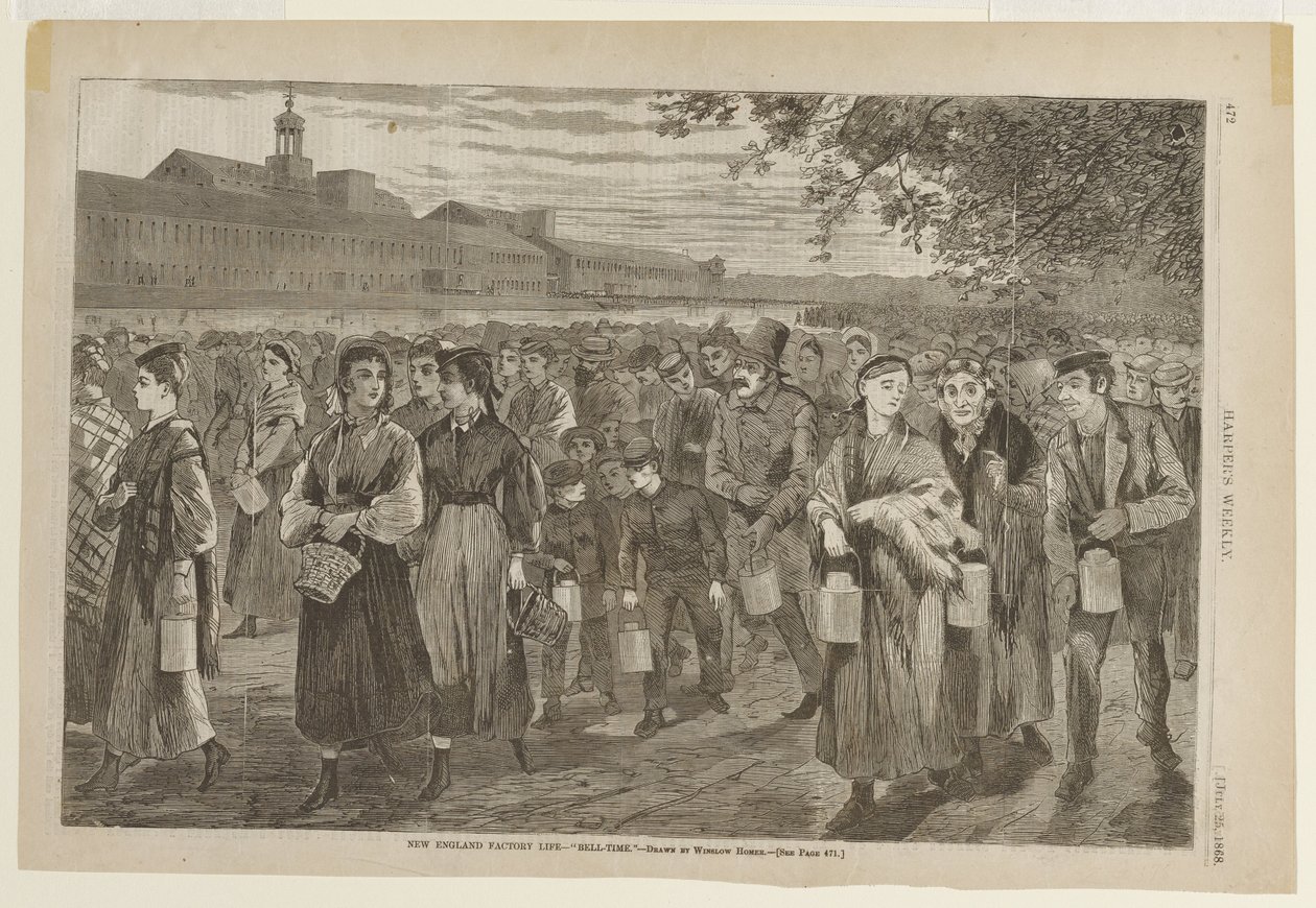 Fabrikslivet i New England – Ringklockan av Winslow Homer