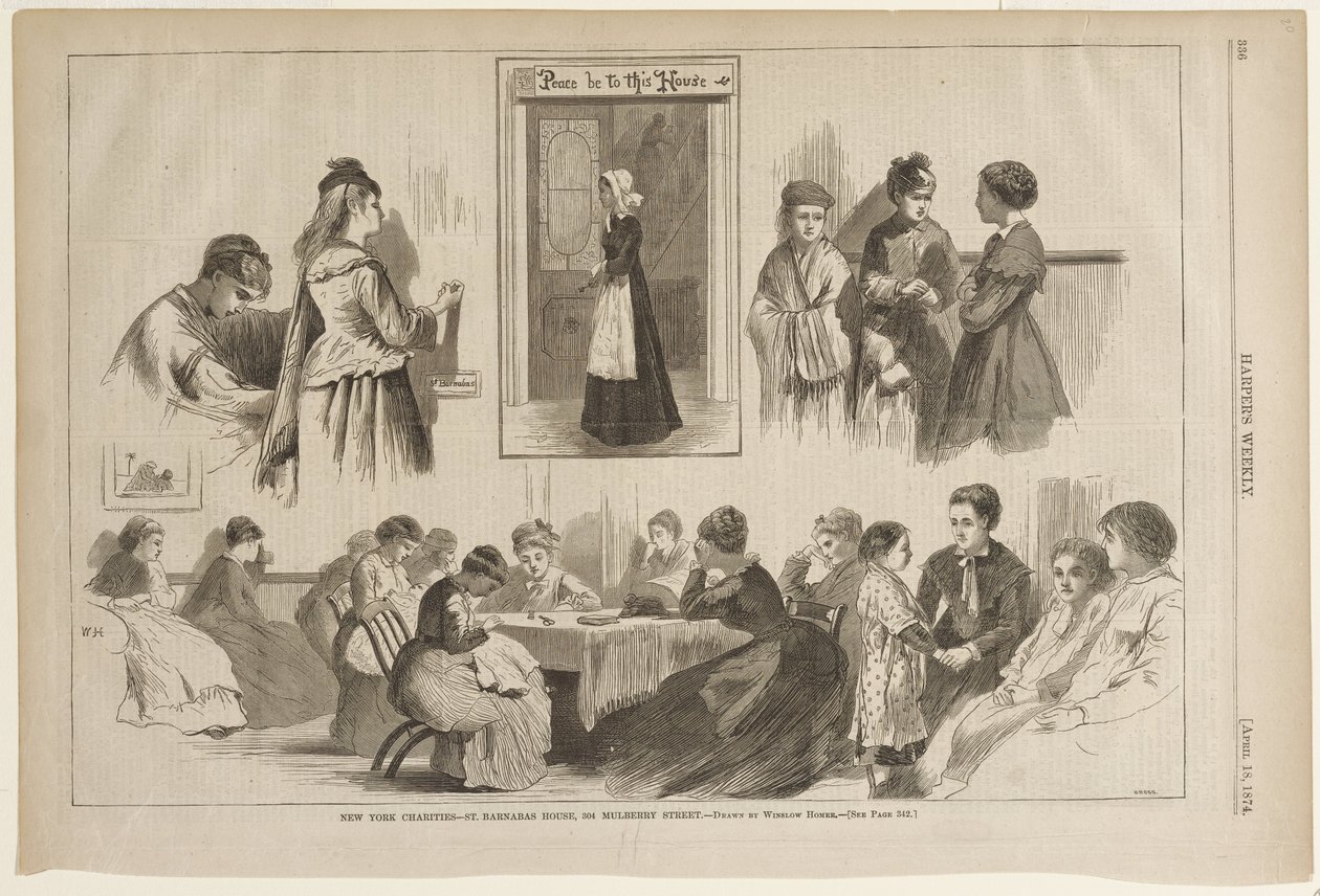 New Yorks välgörenhetsorganisationer - St. Barnabas House, 304 Mulberry Street av Winslow Homer