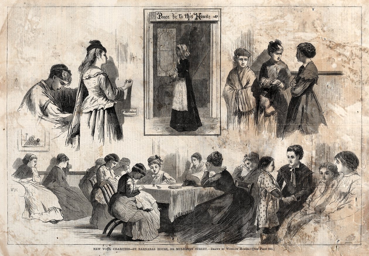 New York Charities - St. Barnabas House, 304 Mulberry Street, 1874. av Winslow Homer