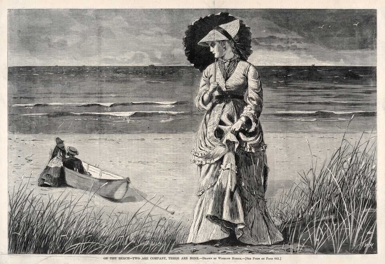On the Beach - Two are Company, Three are None, 1872. av Winslow Homer