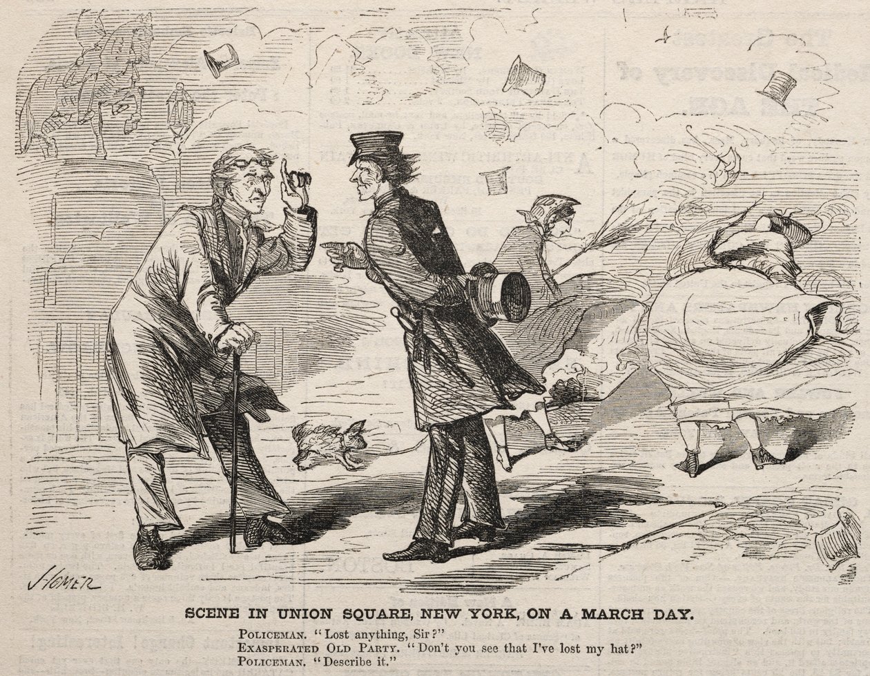 Scen på Union Square, New York, en marsdag, 1860. av Winslow Homer