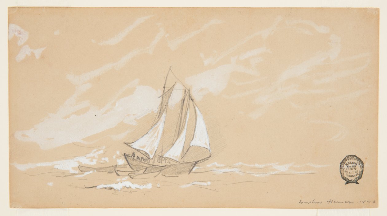 Schooner med tre dories av Winslow Homer