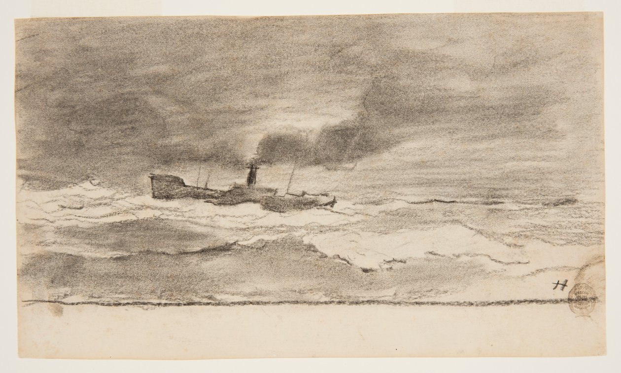 Havslandskap med fisketrålare, Cullercoats, England av Winslow Homer