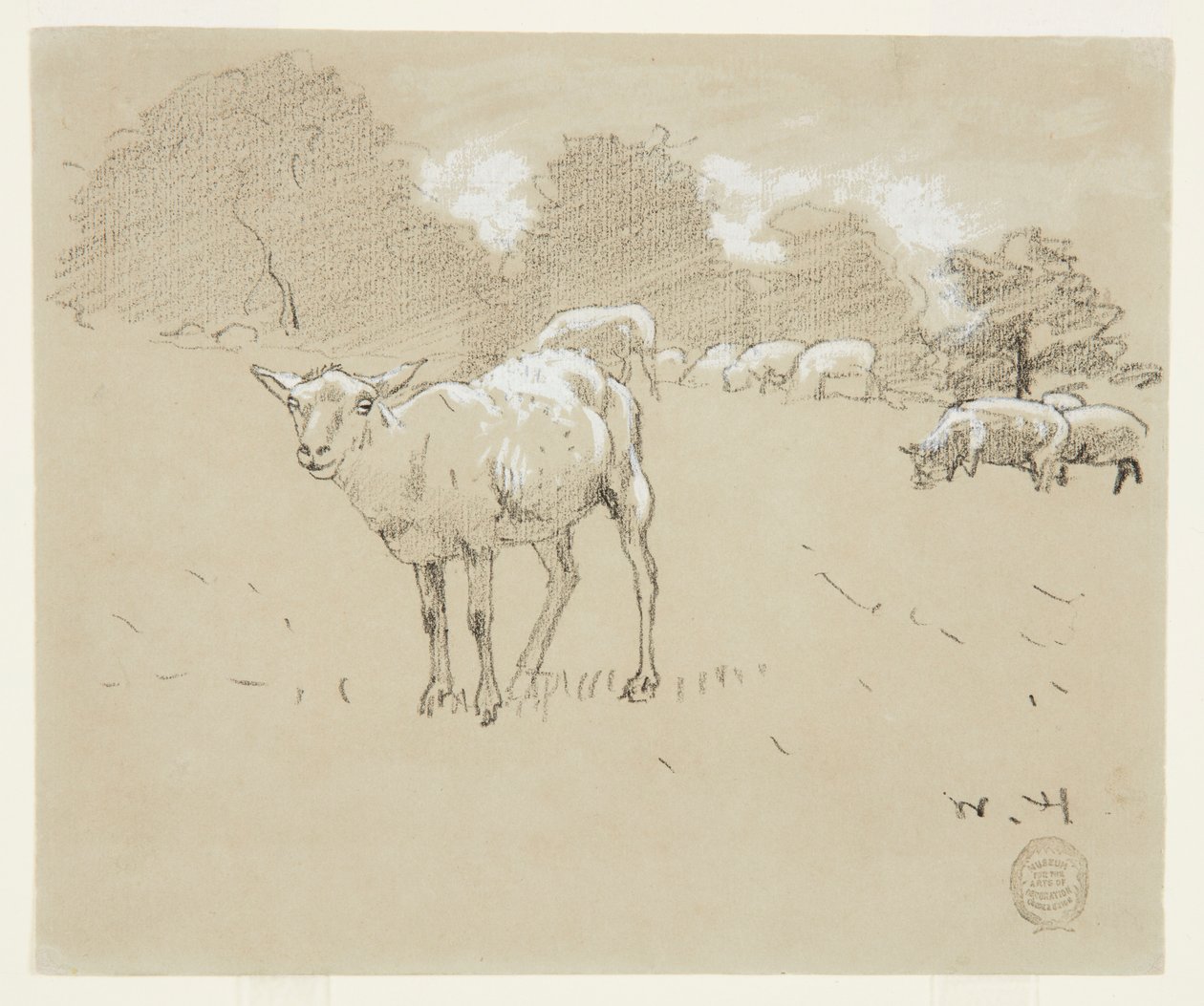 Får som betar på ett fält av Winslow Homer