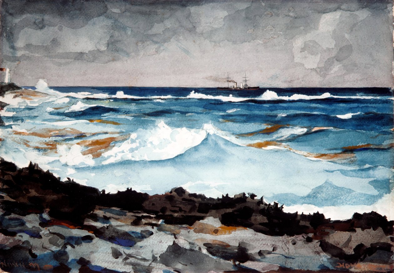 Shore and Surf, Nassau, 1899 (wc och grafit på papper) av Winslow Homer