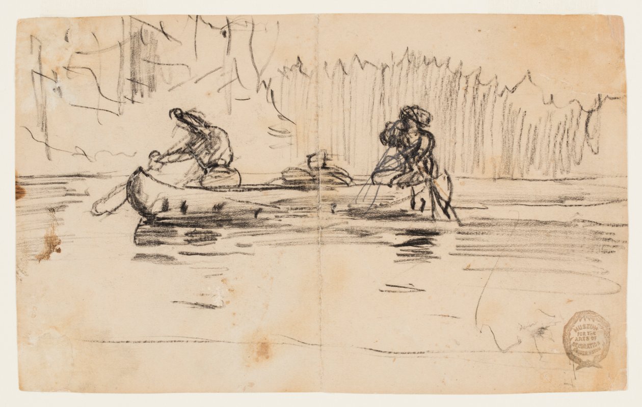 Sidovy av kanot med två män av Winslow Homer