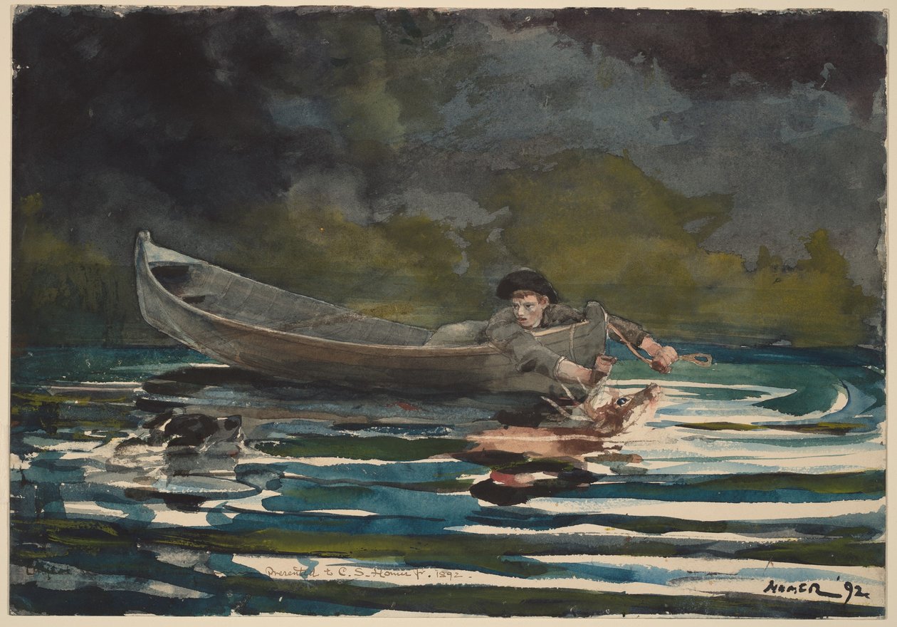 Skiss till "Jakthund och jägare" av Winslow Homer