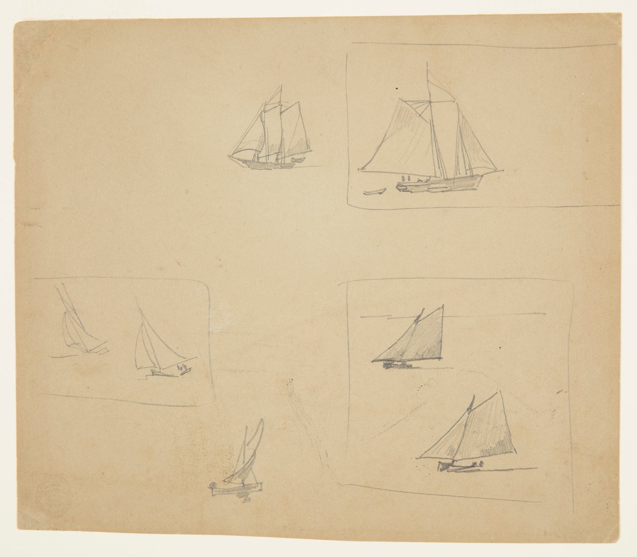 Skisser av segelbåt av Winslow Homer