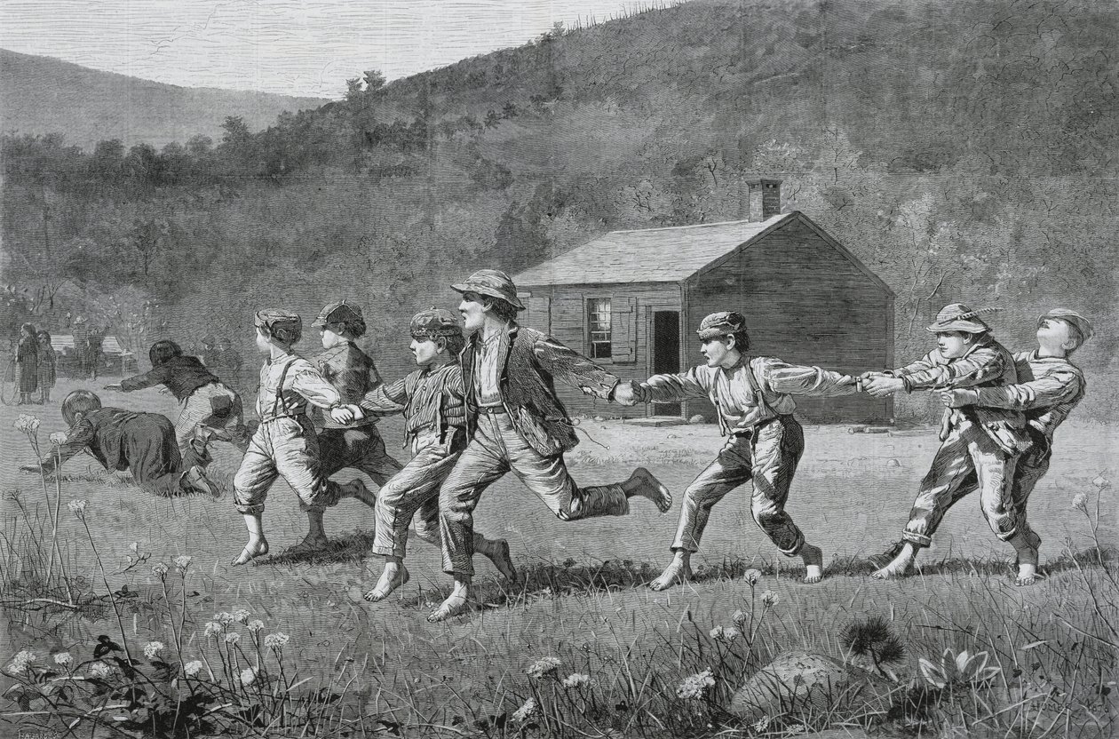 Snap-the-Whip, från Harpers Weekly, 20 september 1873, (trägravyr på tidningspapper) av Winslow Homer