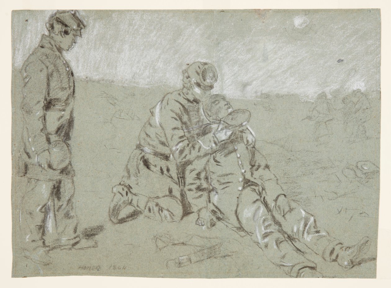 Soldat som ger vatten till en skadad följeslagare av Winslow Homer