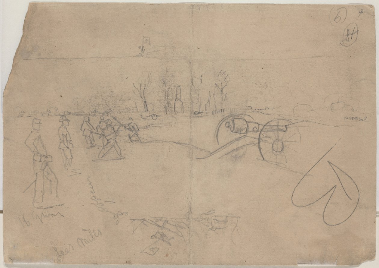 Soldater och kanoner [verso] av Winslow Homer