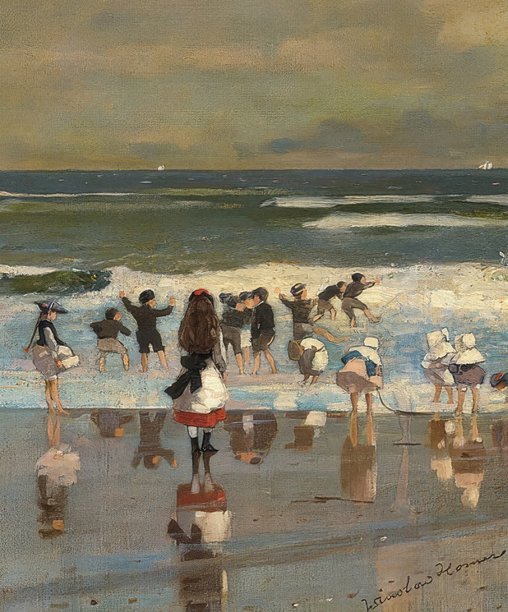 Strandscen. Omkring 1869 av Winslow Homer