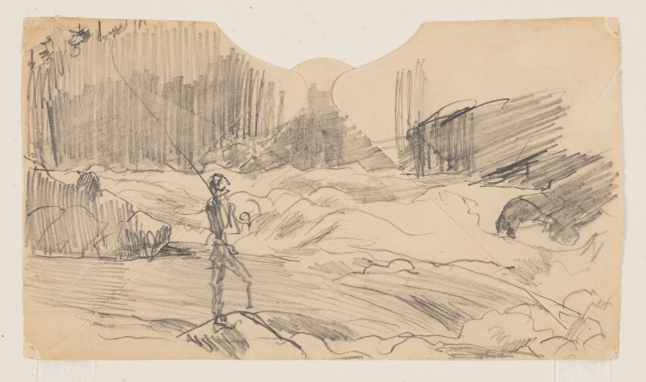 Studie för "Ouananiche Fishing," Lake St. John av Winslow Homer