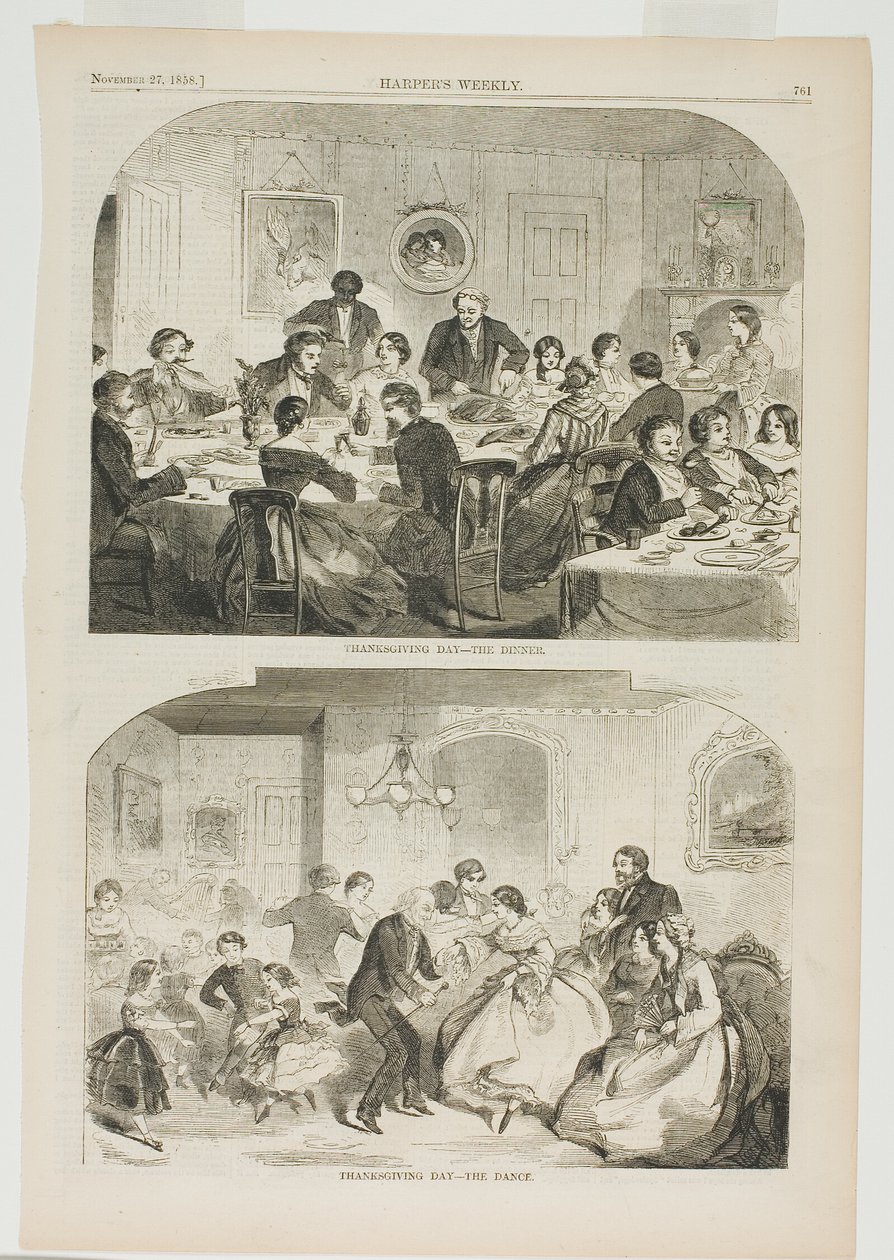 Thanksgiving Day - middagen och Thanksgiving Day - dansen av Winslow Homer