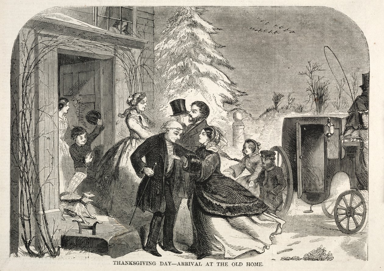 Thanksgiving Day - Ankomst till det gamla hemmet, 1858. av Winslow Homer